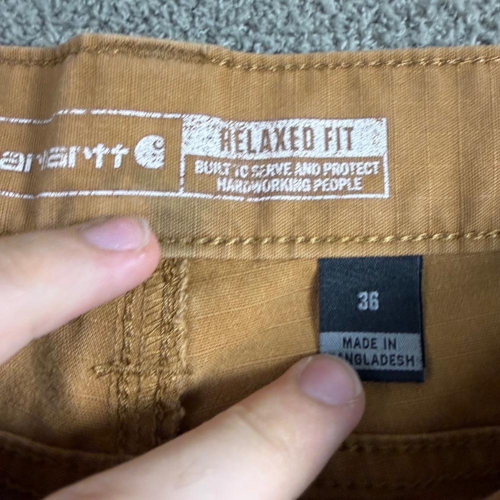 Carhartt Mens Relaxed Fit Cargo Work Shorts Brown Cotton Ripstop Size 36 - Picture 3 of 4